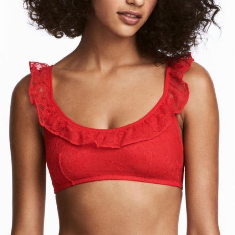 H&M Red Lace Ruffle Bralette
